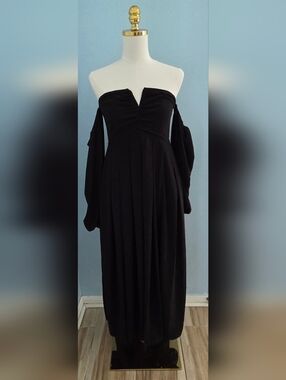 Emilia George Off-Shoulder Black Long Sleeve Maternity Dress